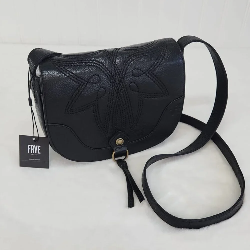 NWT Frye Women's Charlene Leather Small Saddle Bag, Black - Picture 3 of 10